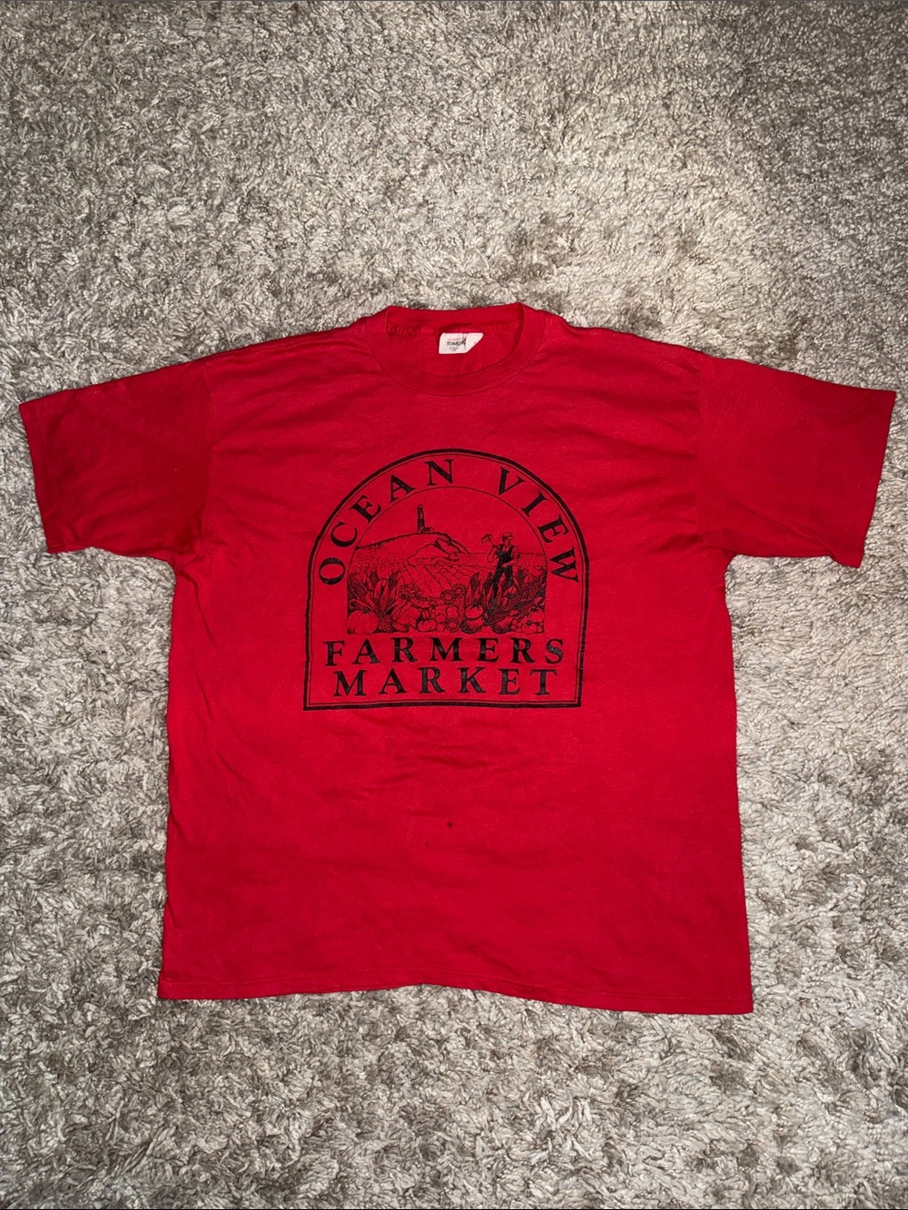 Vintage 90s Ocean View Farmers Market Graphic Tee Artex Tag XL